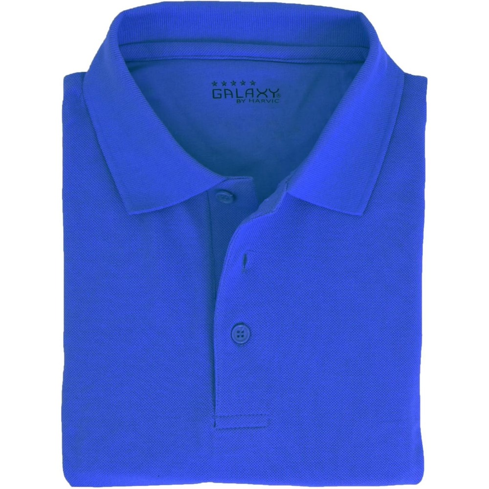 Authentic Galaxy Mens Polo Shirt XXL Royal Blue School Uniform Short Sleeve Knit
